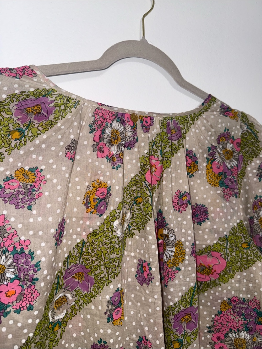 Antik Batik White Floral Midi Dress with Pink and Green Accents - Picture 8 of 10